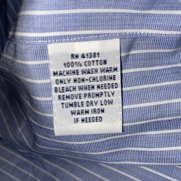 Ralph Lauren Custom Fit Blue White Striped Oxford Shirt Men's 15 1/2 32/33 - Picture 10 of 13